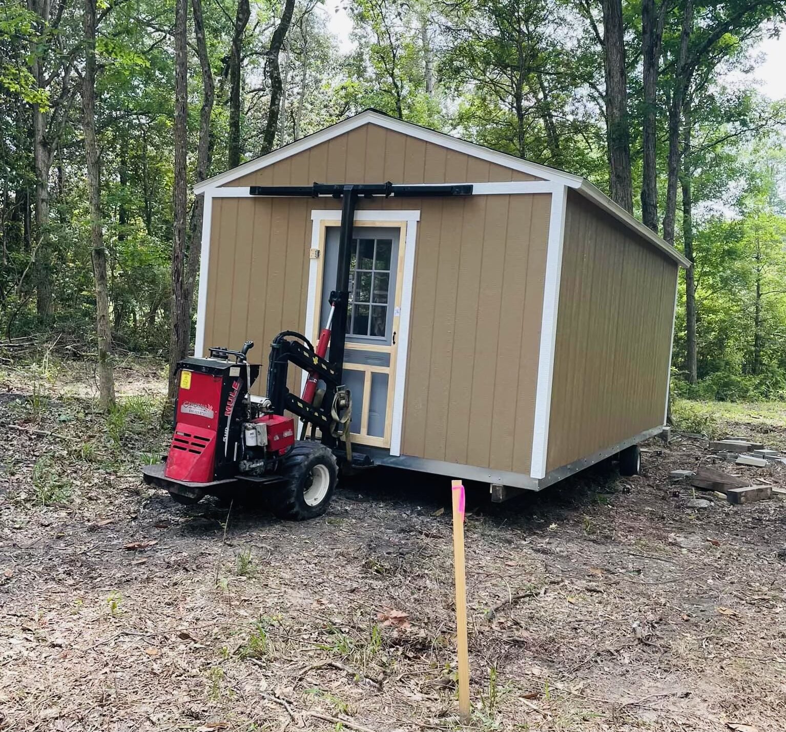 Preparing to move a small shed